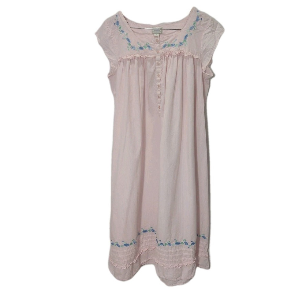 Amanda Stewart   Cottagecore 100% Cotton Womens 1X  Pink‎ Embroidory Gown